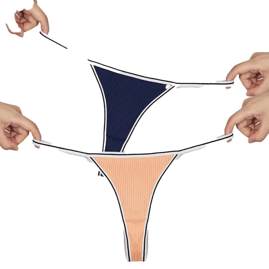 Seamless thong for women in navy and peach colors, lightweight and comfortable design