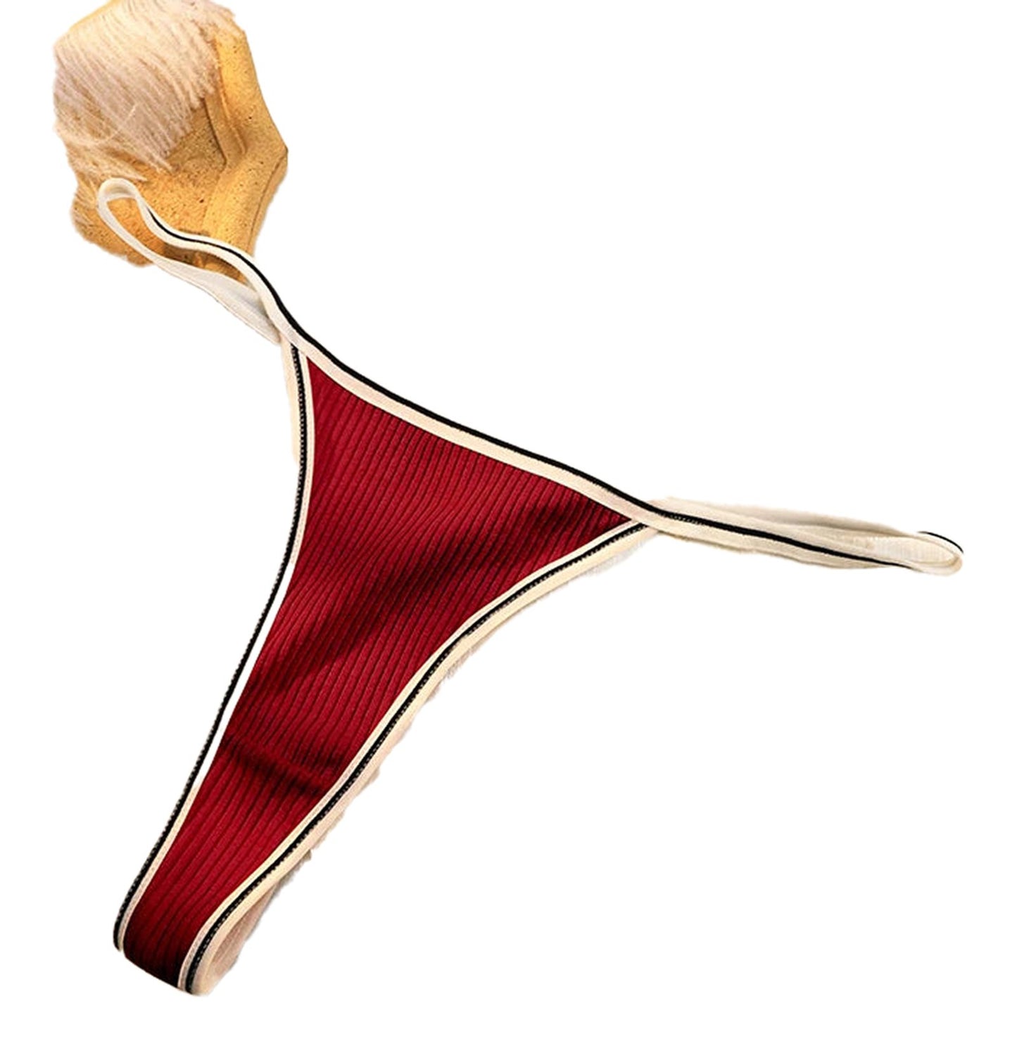 Red seamless thong for women with contrasting trim and soft fabric for everyday comfort