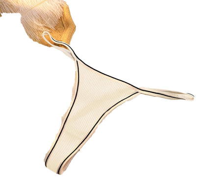 LuckeLadybug LLC Seamless Thong for Women in White with Stylish Trim for Comfortable Wear