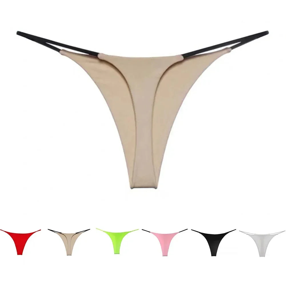 LuckeLadybug LLC seamless thong panties for women in various colors including nude, red, and black