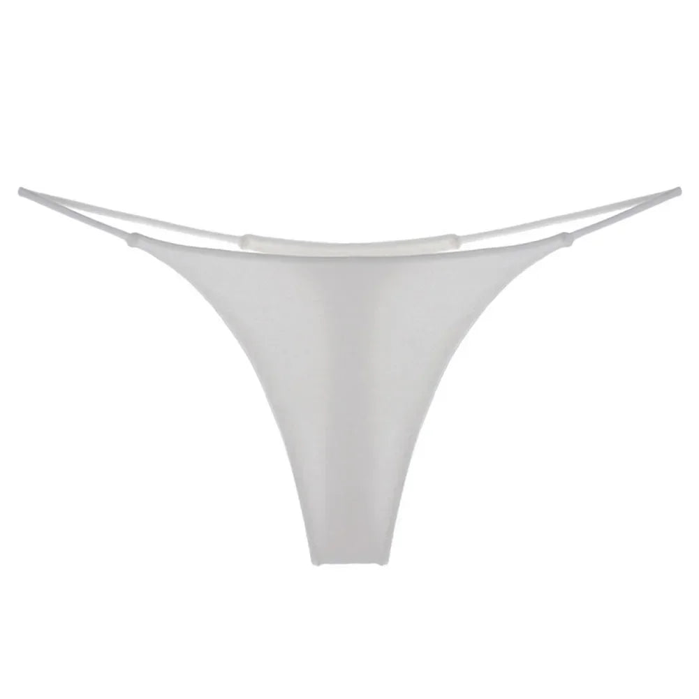 LuckeLadybug seamless thong panties for women in white with minimal coverage and soft material