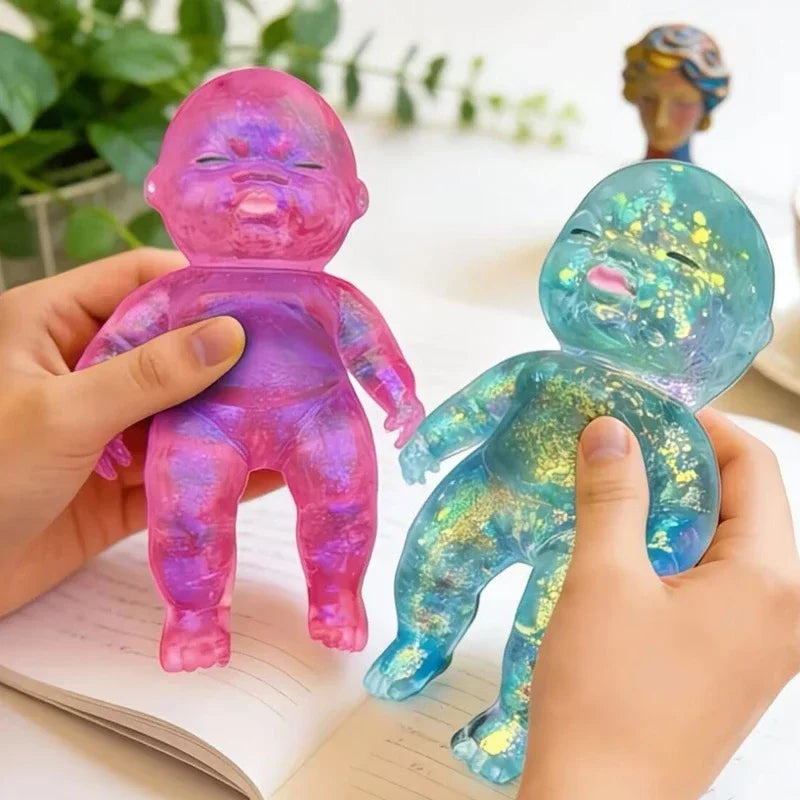 LuckeLadybug sensory fidget toy with colorful squishy baby figures for stress relief and fun