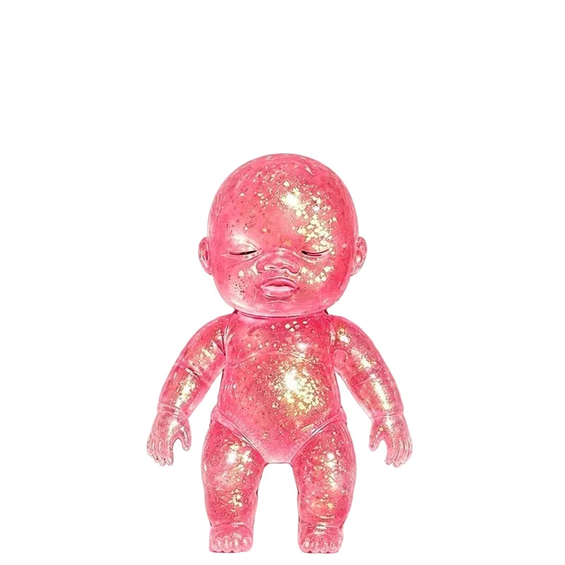 LuckeLadybug LLC pink glitter baby doll squishy sensory fidget toy for stress relief