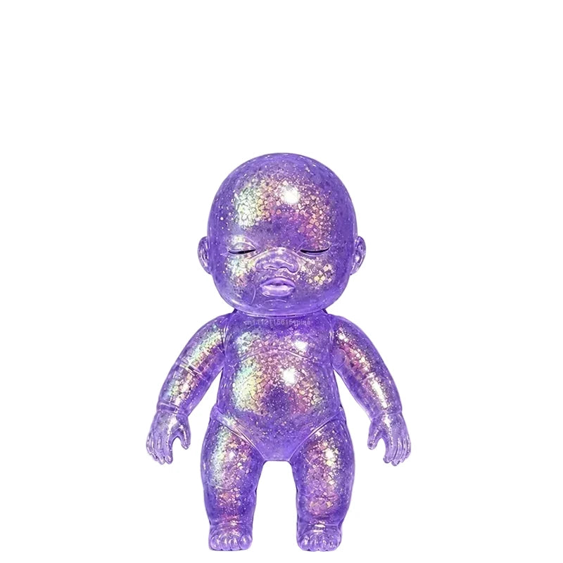 Purple Glitter Baby Doll Squishy Sensory Fidget Toy for Stress Relief and Relaxation