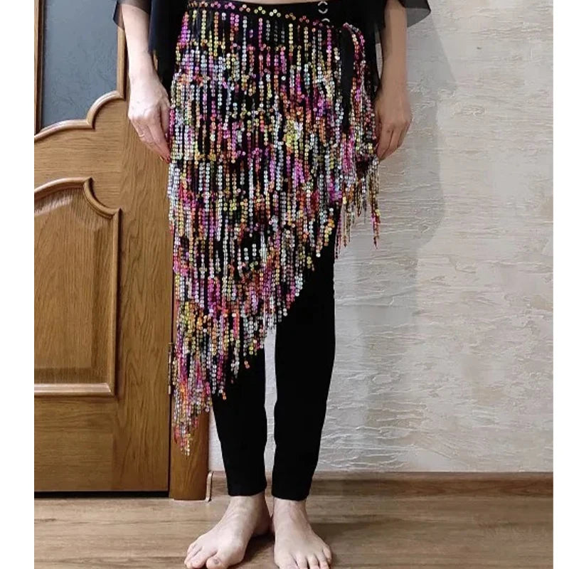 Sequined Skirt with Fringe Detail