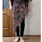 Sequined Skirt with Fringe Detail