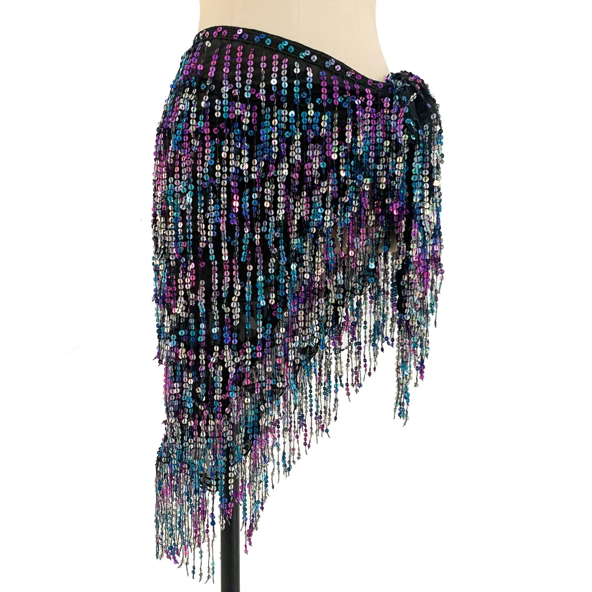 Sequined Skirt with Fringe Detail