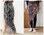 Sequined Skirt with Fringe Detail