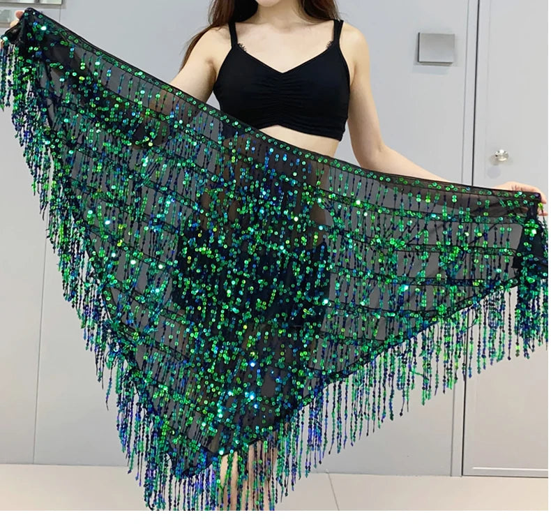 Sequined Skirt with Fringe Detail