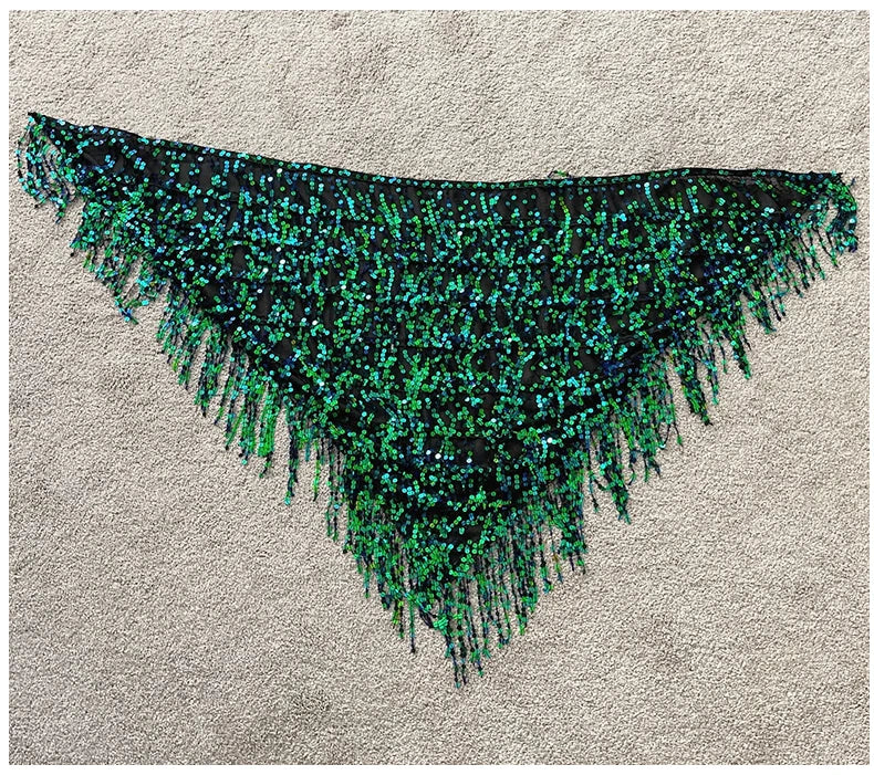 Sequined Skirt with Fringe Detail