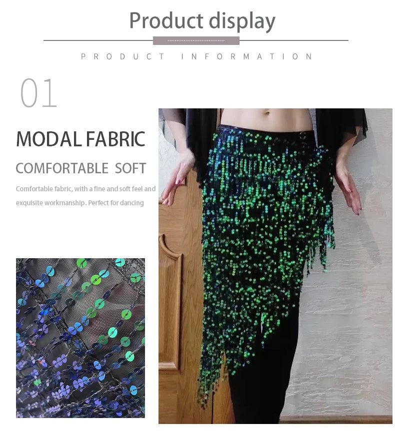 Sequined Skirt with Fringe Detail