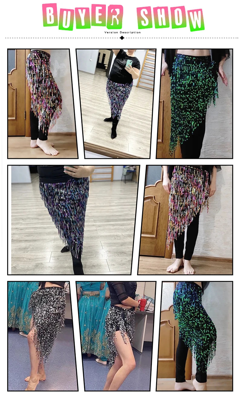 Sequined Skirt with Fringe Detail