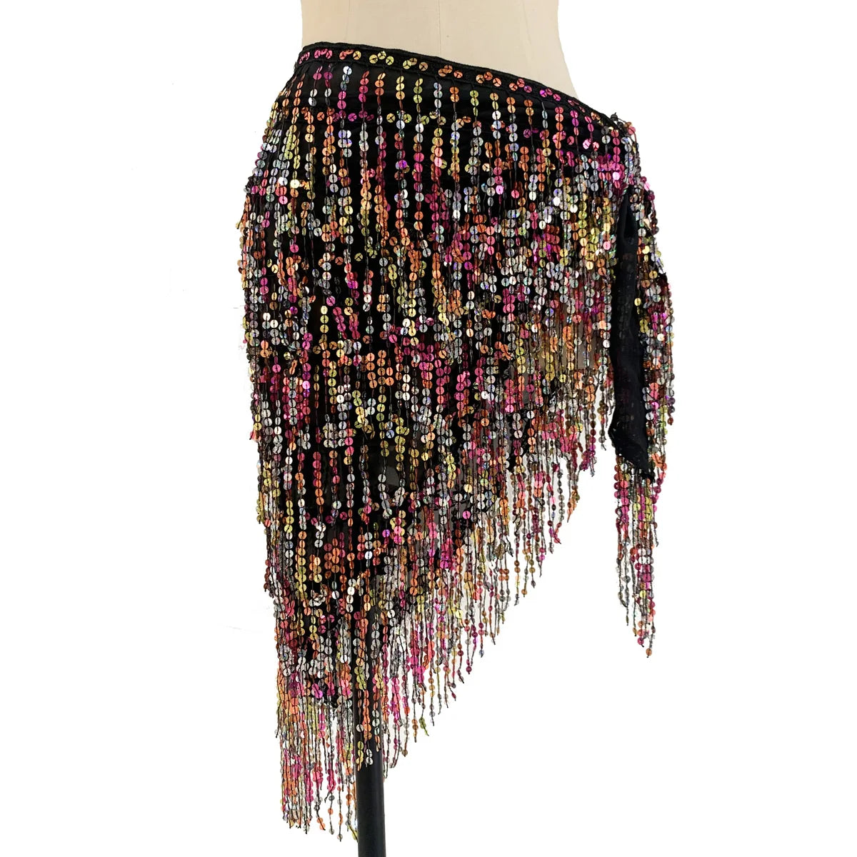 Sequined Skirt with Fringe Detail