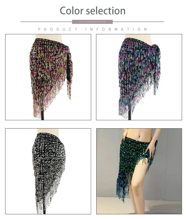 Sequined Skirt with Fringe Detail