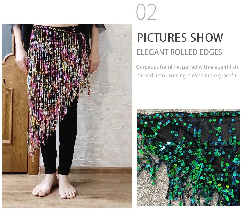 Sequined Skirt with Fringe Detail