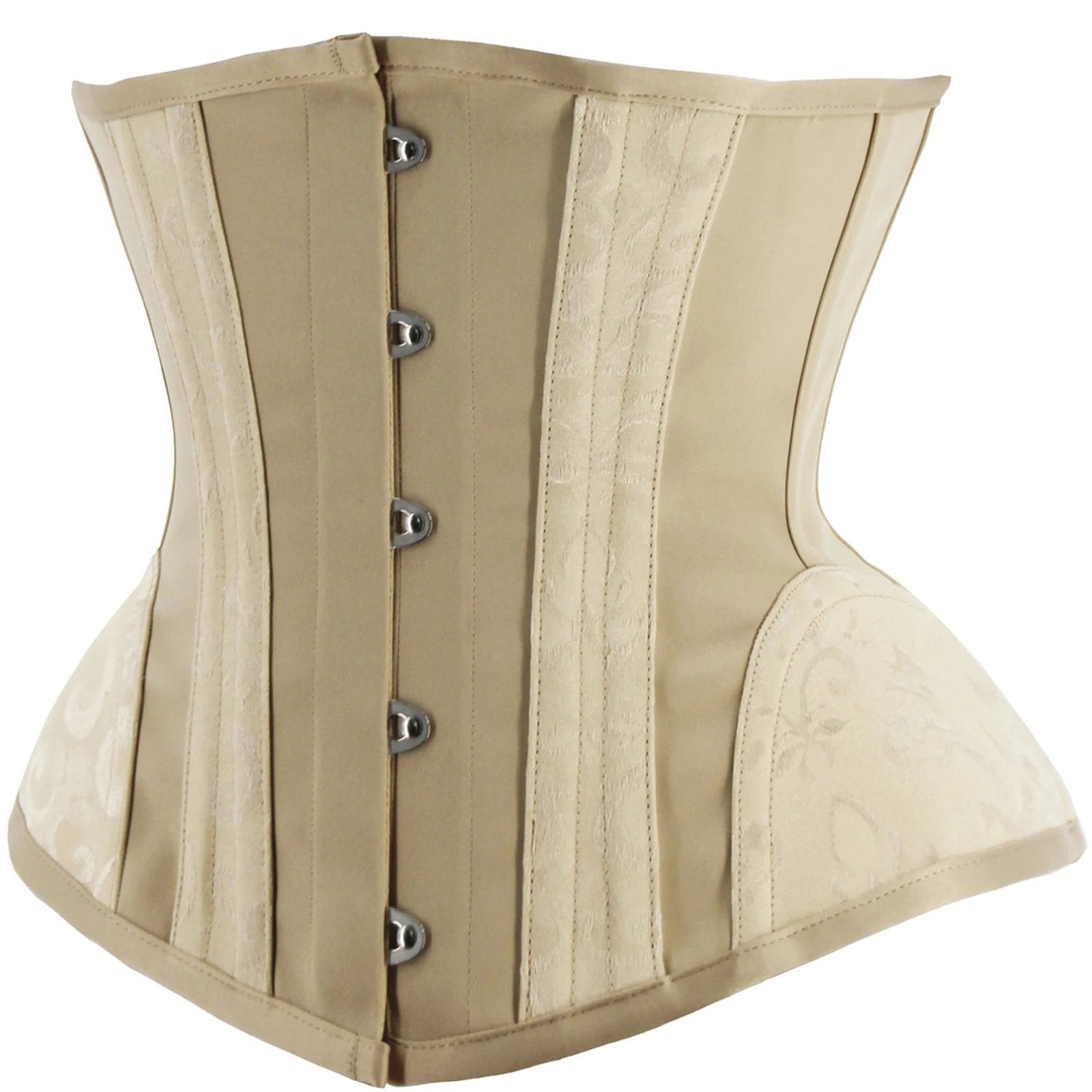 Beige sexy adjustable corset bustier with intricate floral detailing and structured support