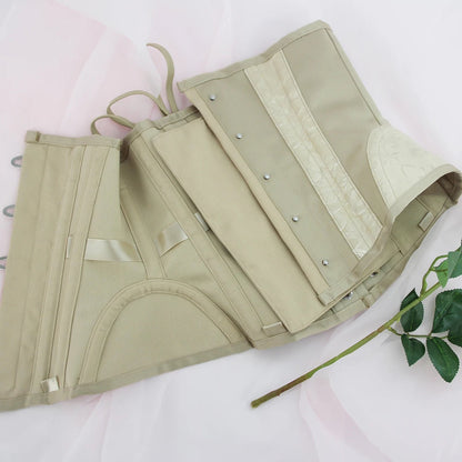 Sexy adjustable corset bustier in beige with detailed stitching and hook closure for a flattering fit