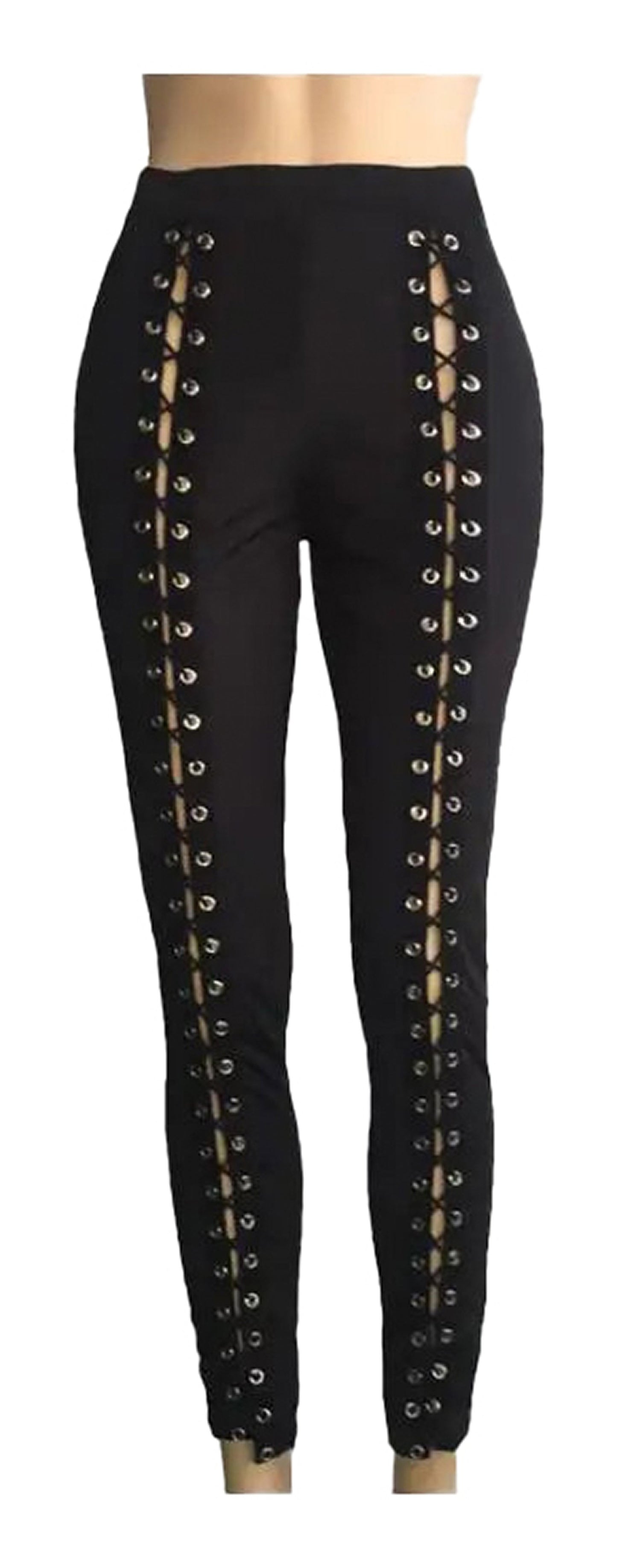 Sexy Black Strappy Leggings For Women