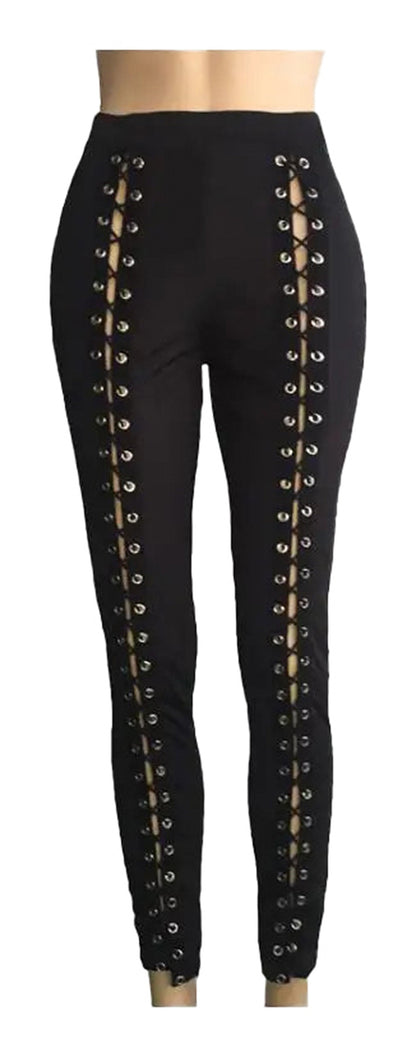 Sexy Black Strappy Leggings For Women