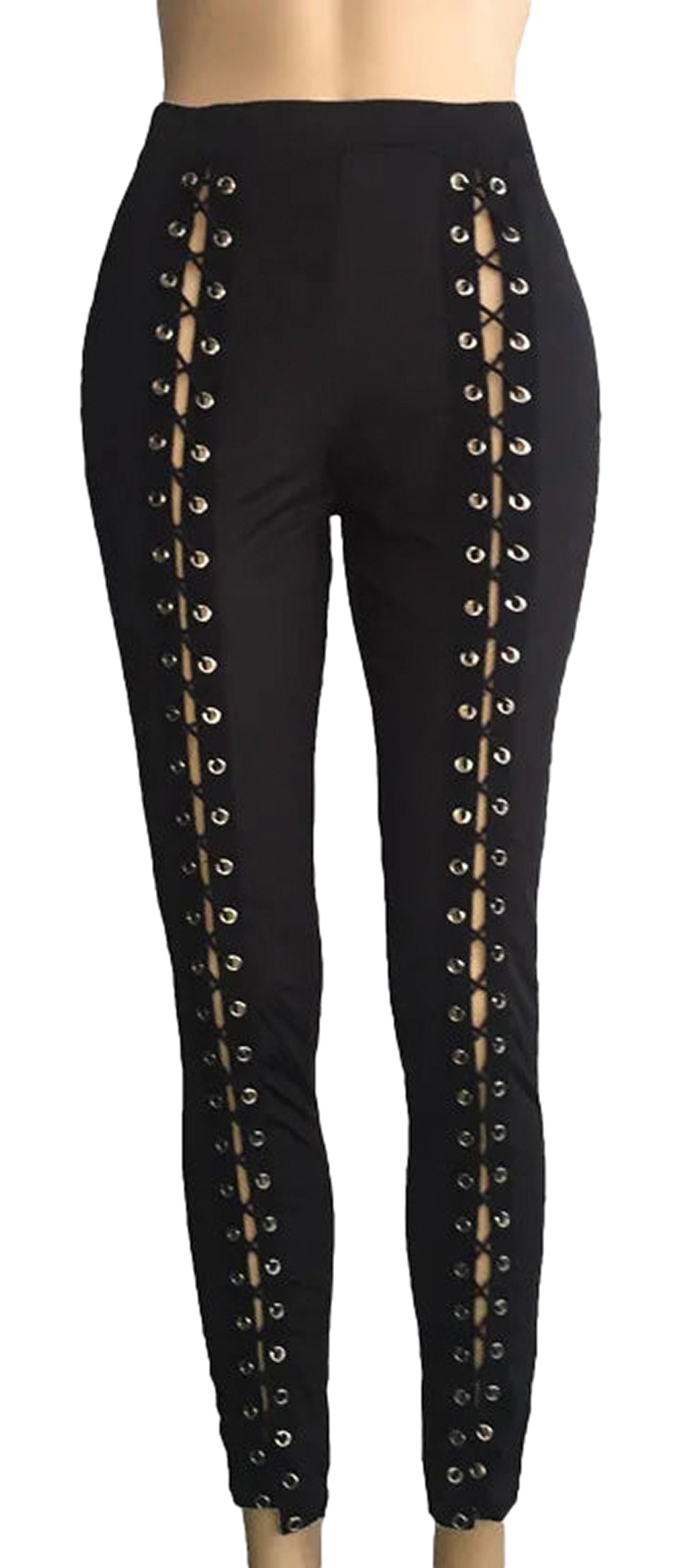 Sexy Black Strappy Leggings For Women