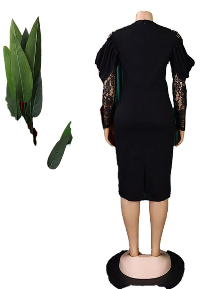 Stylish black sexy bodycon dresses for women with lace sleeves and a fitted silhouette