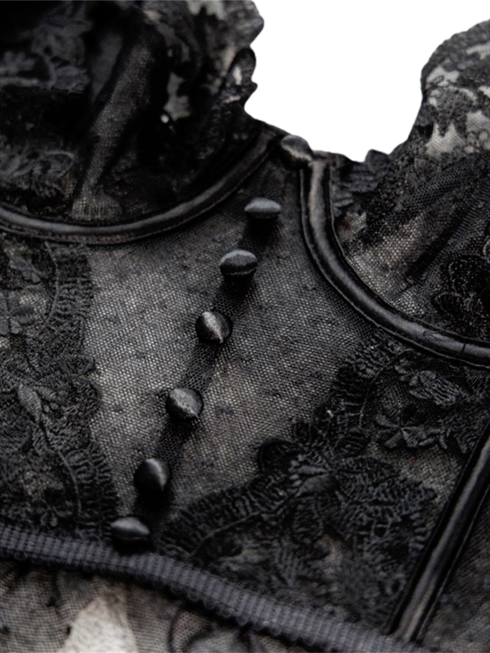 Elegant black lace sexy bustier corset top for women featuring decorative buttons and detailed floral patterns
