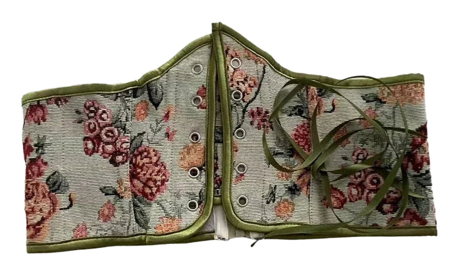 Floral patterned sexy corset belt for women with lace-up detail for a stylish silhouette