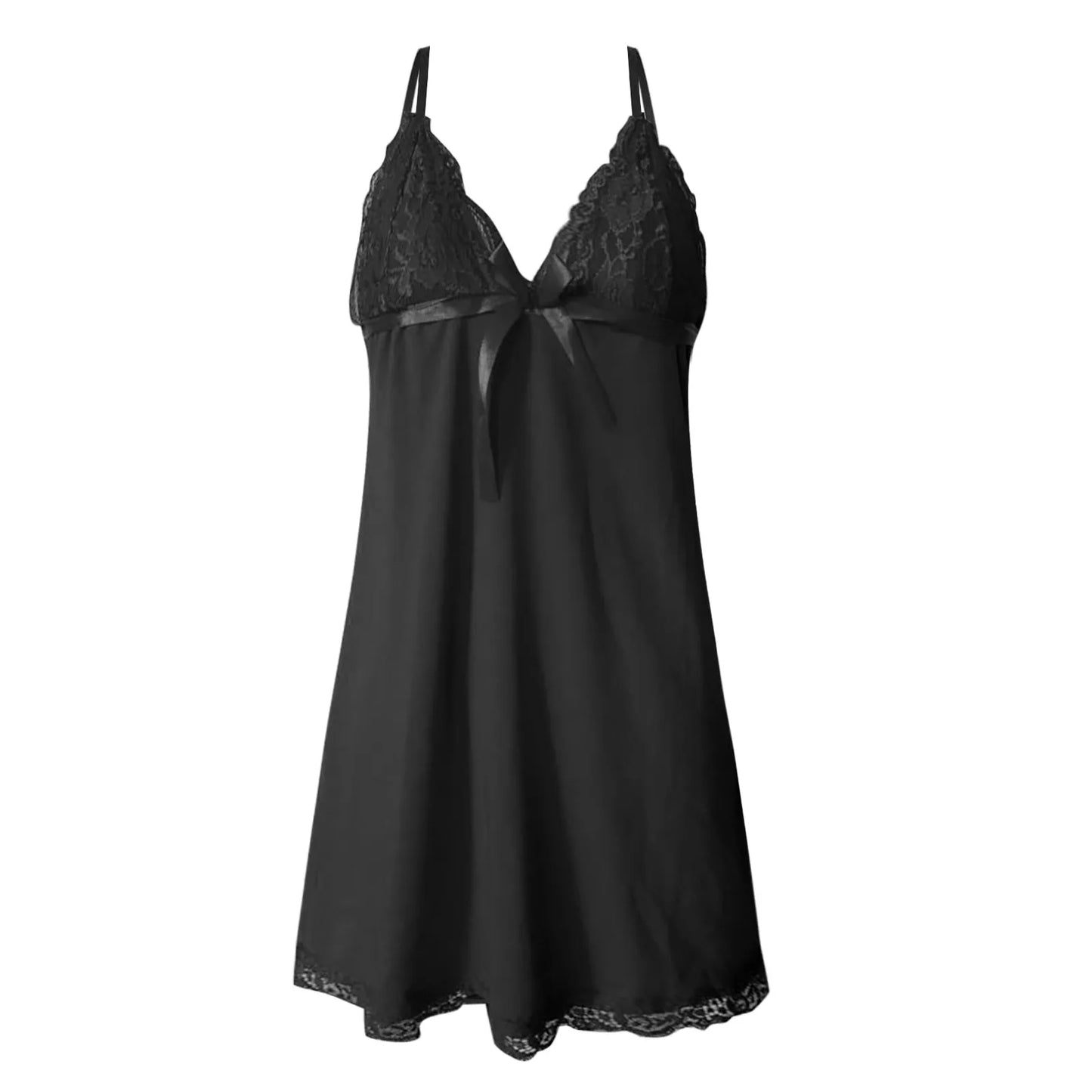 Black lace chemise from LuckeLadybug LLC, perfect sexy lace lingerie for women with adjustable straps