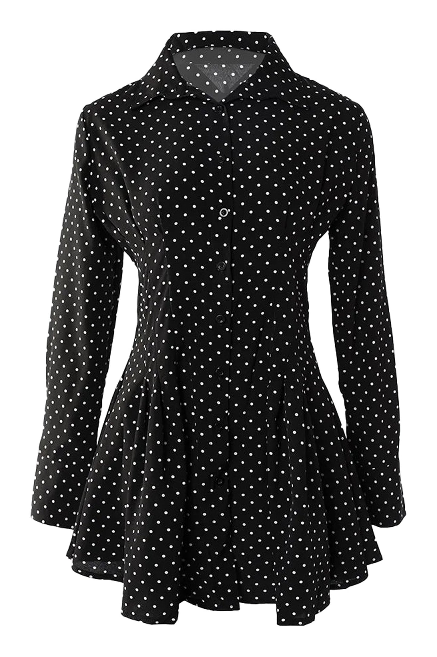 LuckeLadybug LLC Swing Dress in Black with White Polka Dots, a cute sexy lace mini dress