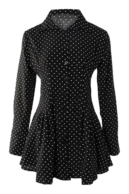 LuckeLadybug LLC Swing Dress in Black with White Polka Dots, a cute sexy lace mini dress