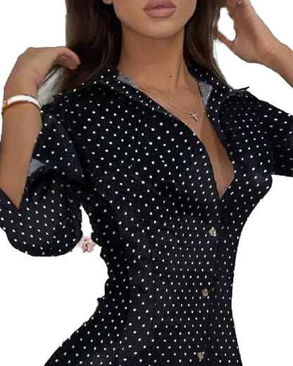 Stylish sexy lace mini dress with a fitted silhouette and polka dot design for trendy outfits