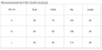 LuckeLadybug LLC sexy lace nightgown for women in various sizes displayed in a measurement chart