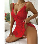 Red LuckeLadybug Babydoll with Lace and Bow Details, Perfect for Sexy-Lingerie Enthusiasts