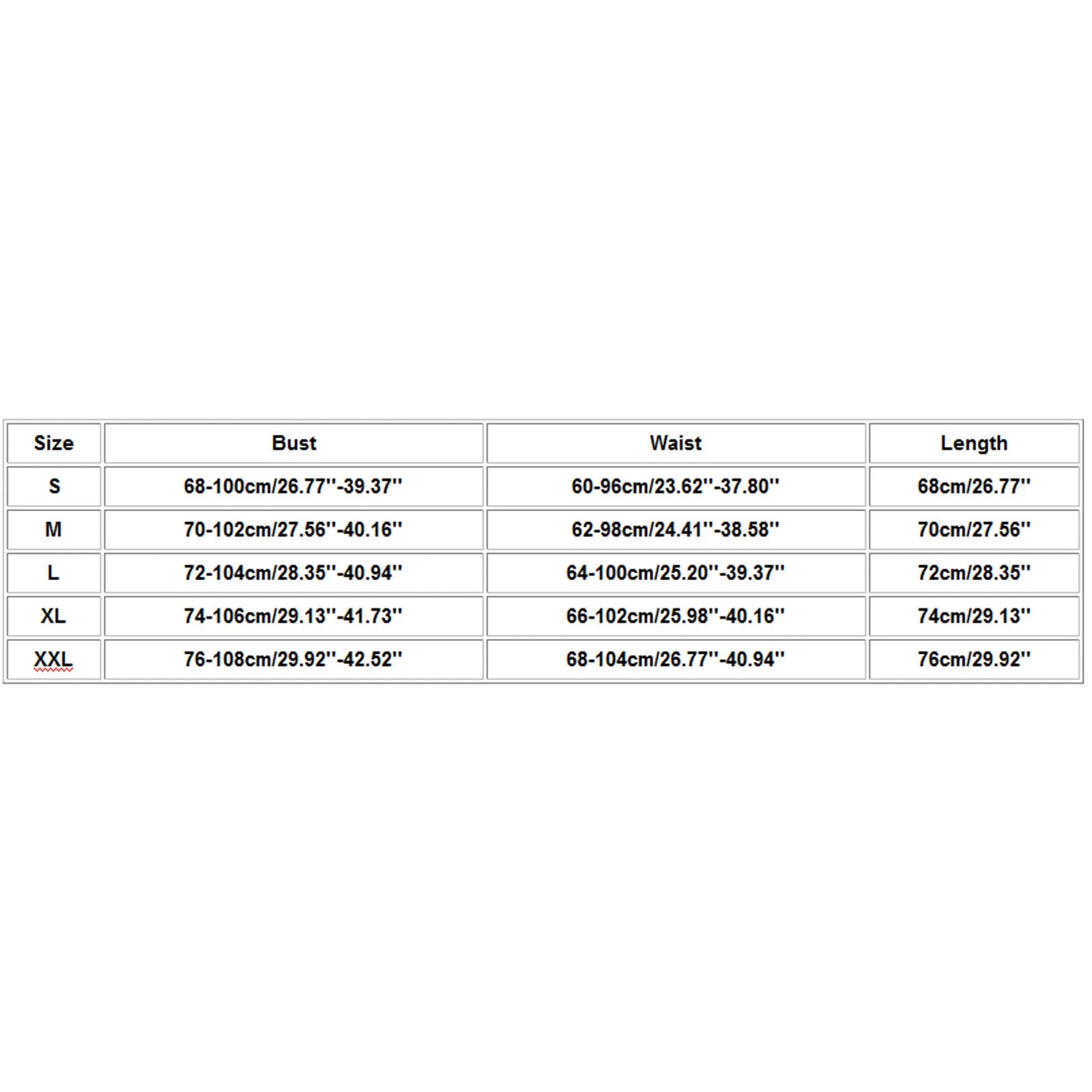 LuckeLadybug sexy-lingerie bodysuit size chart with bust and waist measurements for accurate fitting
