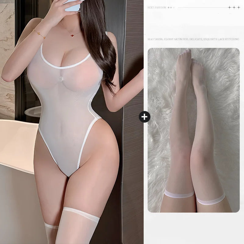 LuckeLadybug LLC Sexy Lingerie Bodysuit with Sheer Material and Elegant Design for Sensual Nights