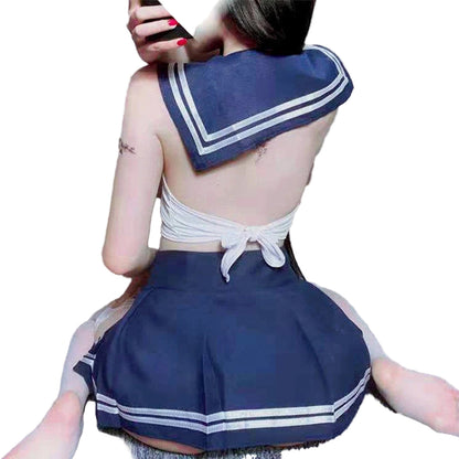 Sexy maid lingerie outfit with a playful sailor collar and fitted design for a flirty look