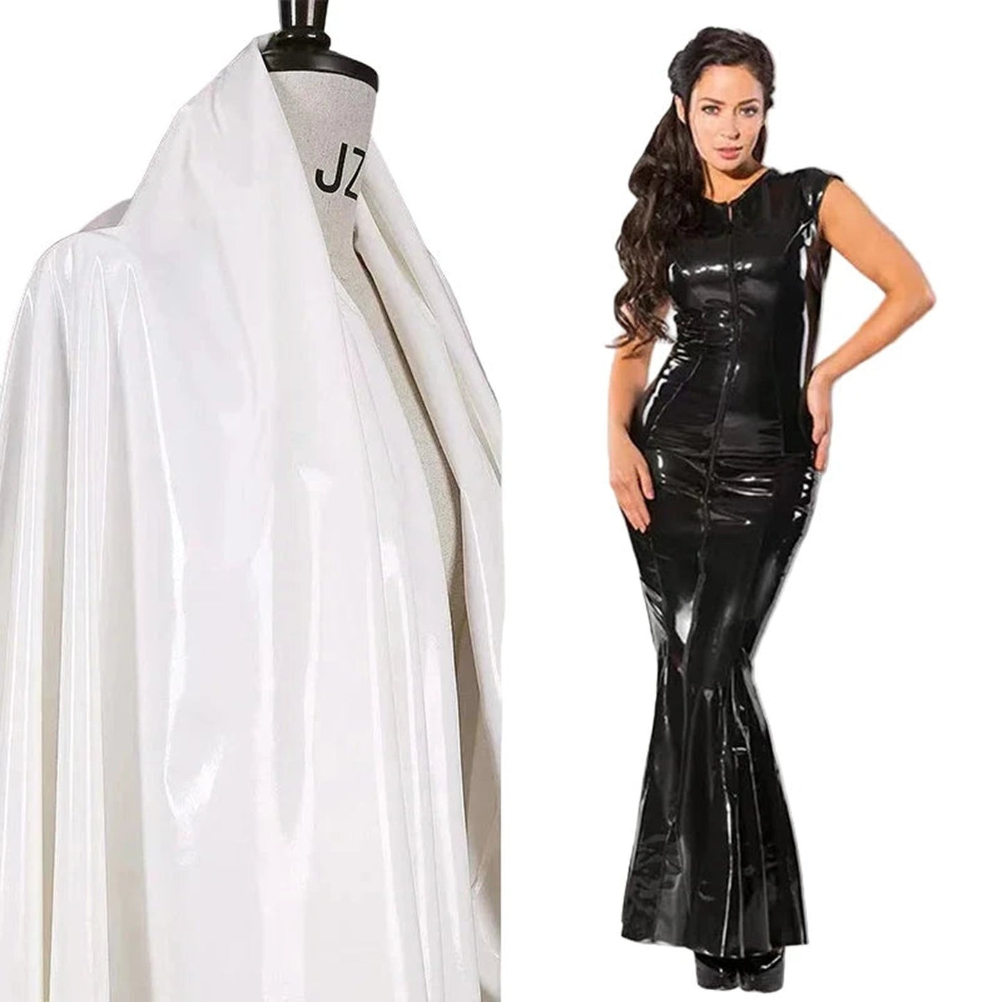 Sexy patent leather mermaid dress with a sleek silhouette and elegant design for evening wear
