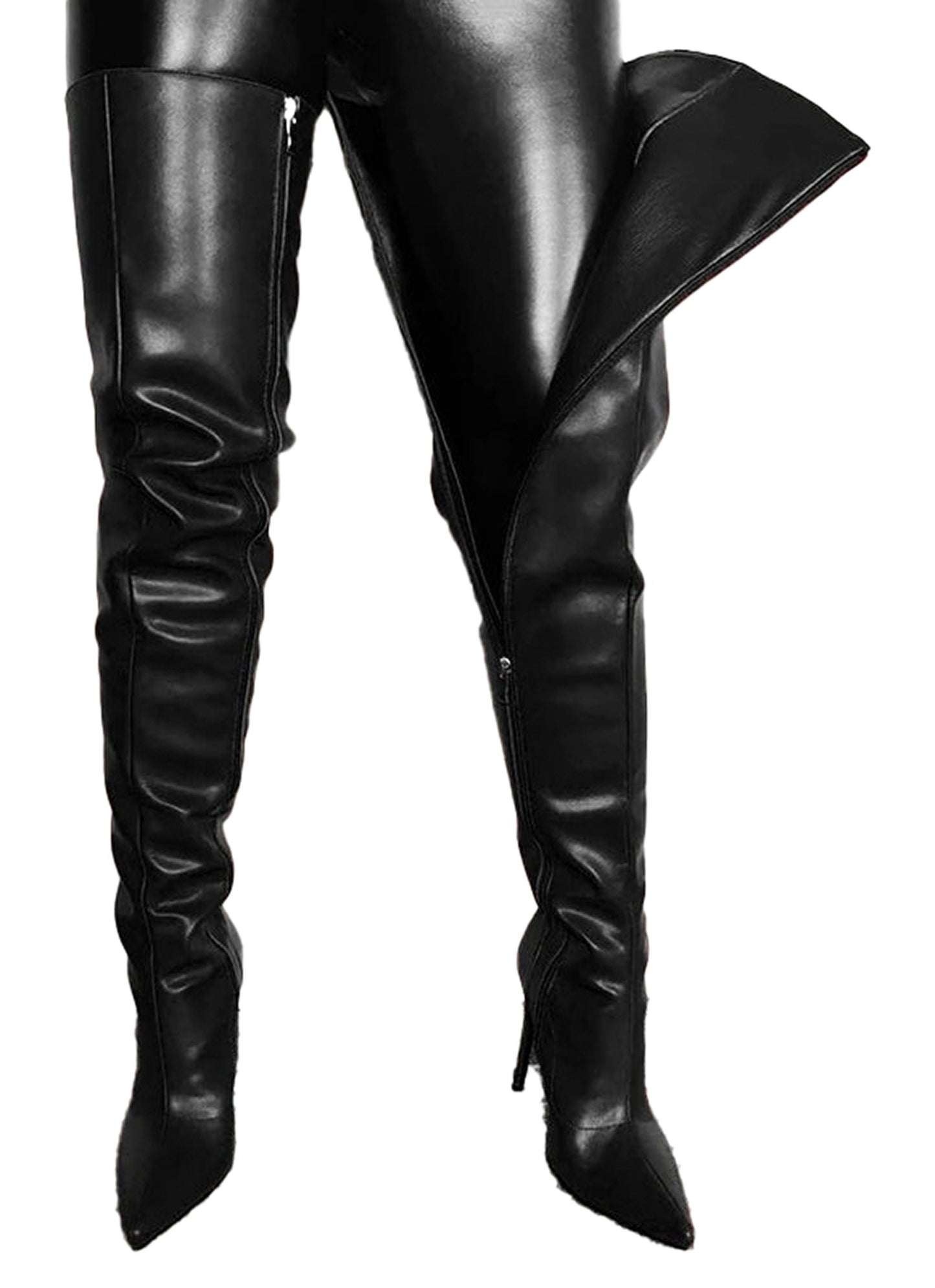 Sexy Pointed Thigh High Boots In Red