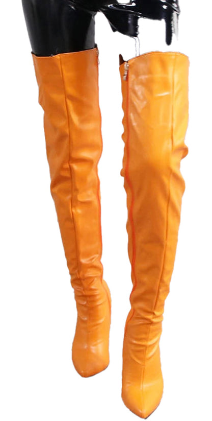 Sexy Pointed Thigh High Boots In Red