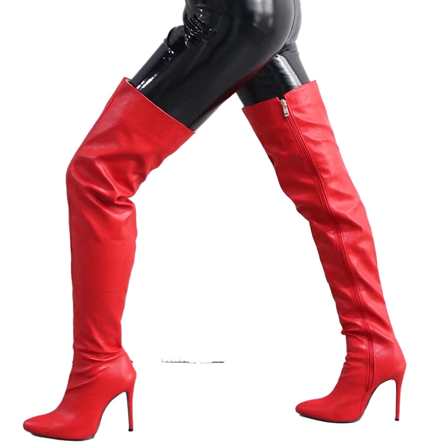 Sexy Pointed Thigh High Boots In Red