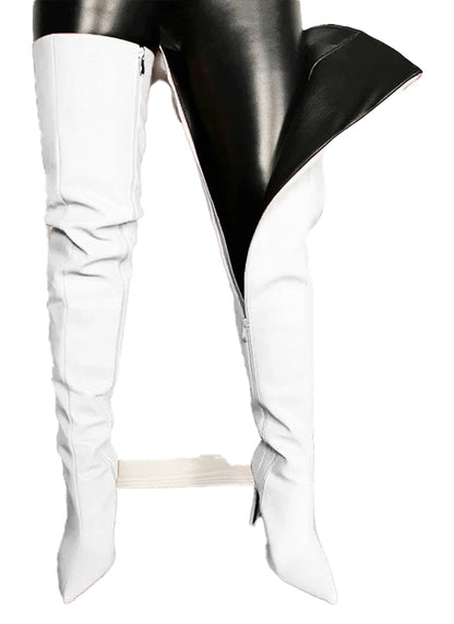 Sexy Pointed Thigh High Boots In Red