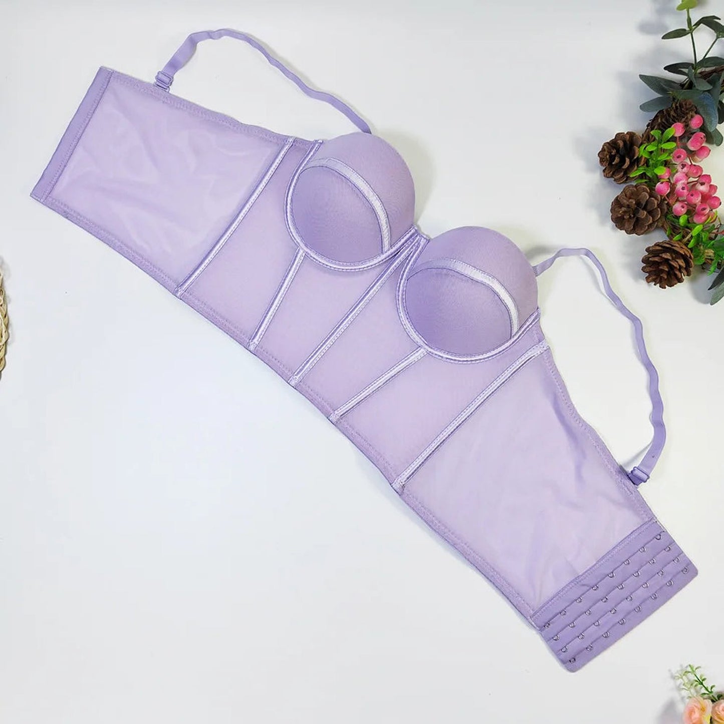 Elegant lavender underbust corset designed for a sexy red corset top for women look