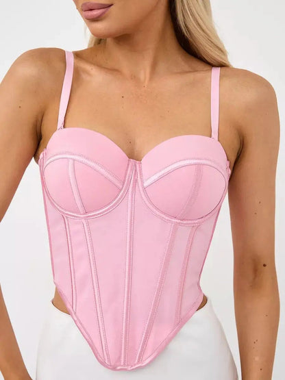 Stylish pink corset top for women from LuckeLadybug, a sexy red corset top for women in a unique design