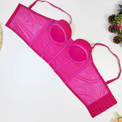 Sexy red corset top for women featuring adjustable straps and a form-fitting design
