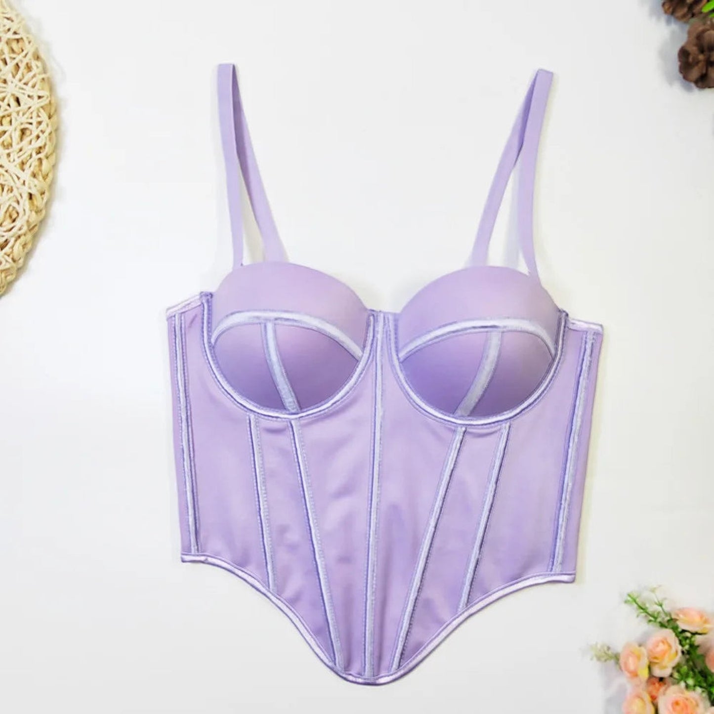 Stylish purple corset top, a perfect complement to a sexy red corset top for women