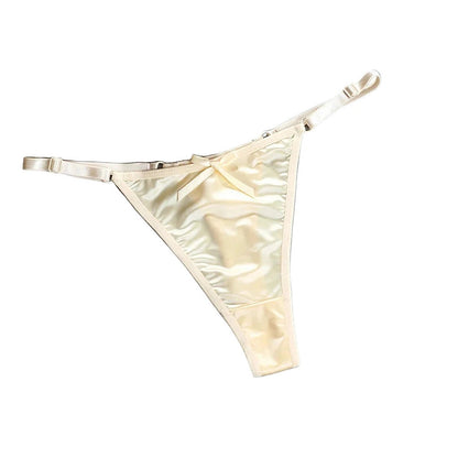 Front View of Luxurious Satin Thong Underwear for Women