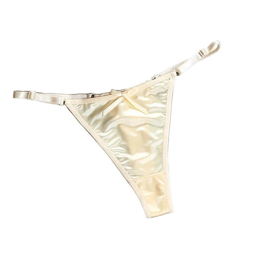 Front View of Luxurious Satin Thong Underwear for Women