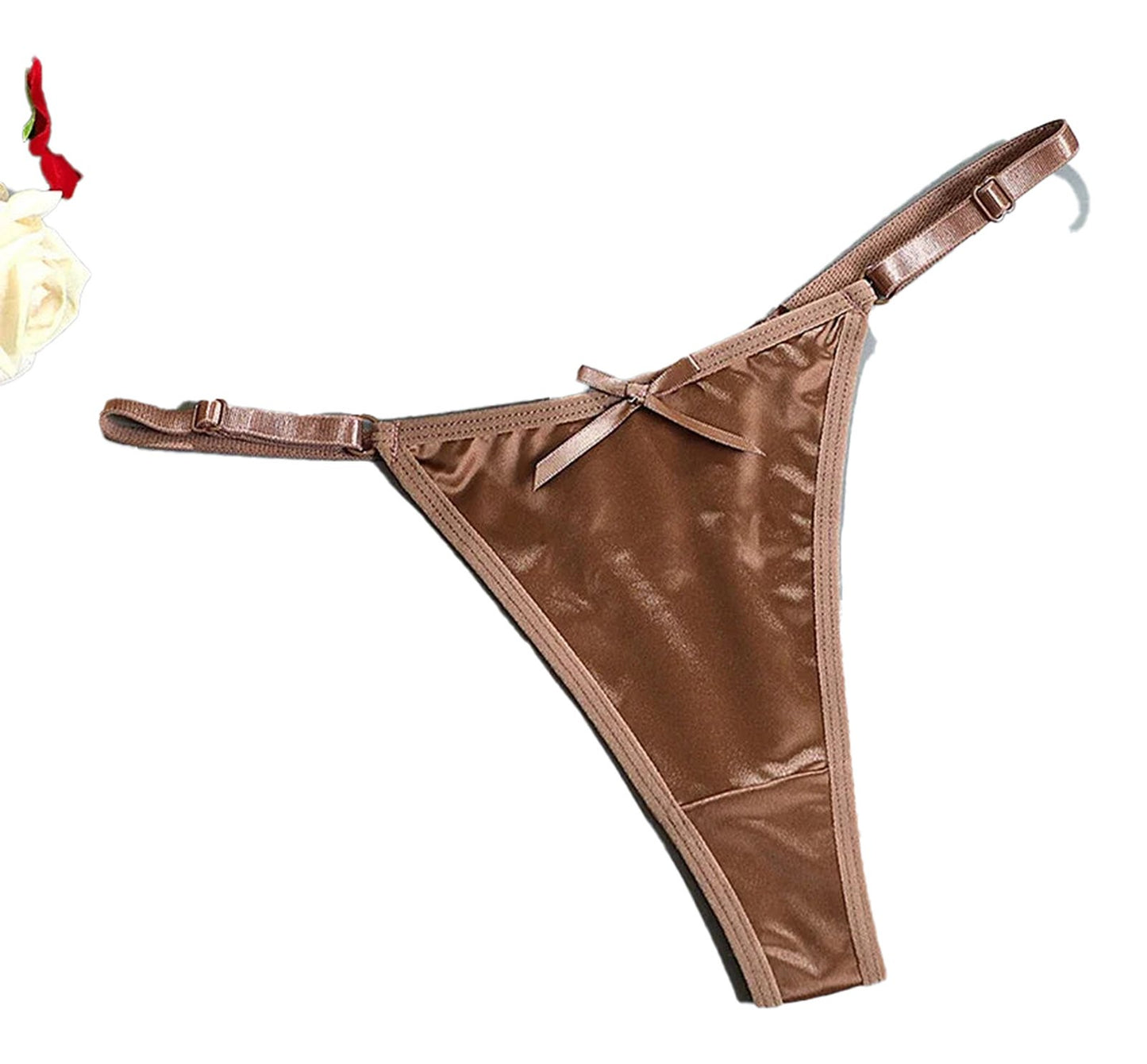 Close-Up of Luxurious Satin Thong Underwear for Women
