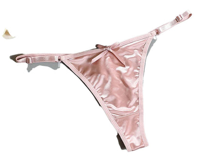 Side View of Luxurious Satin Thong Underwear for Women
