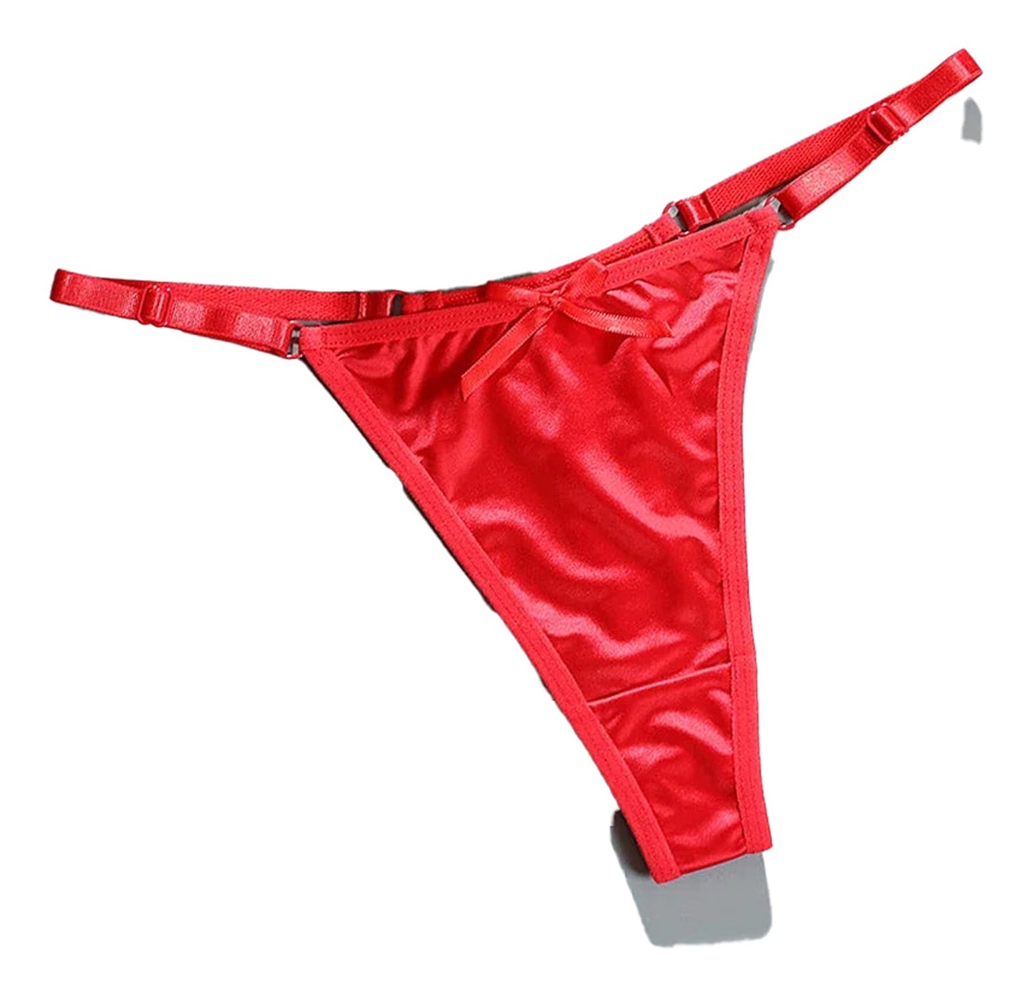 Model Wearing Luxurious Satin Thong Underwear for Women